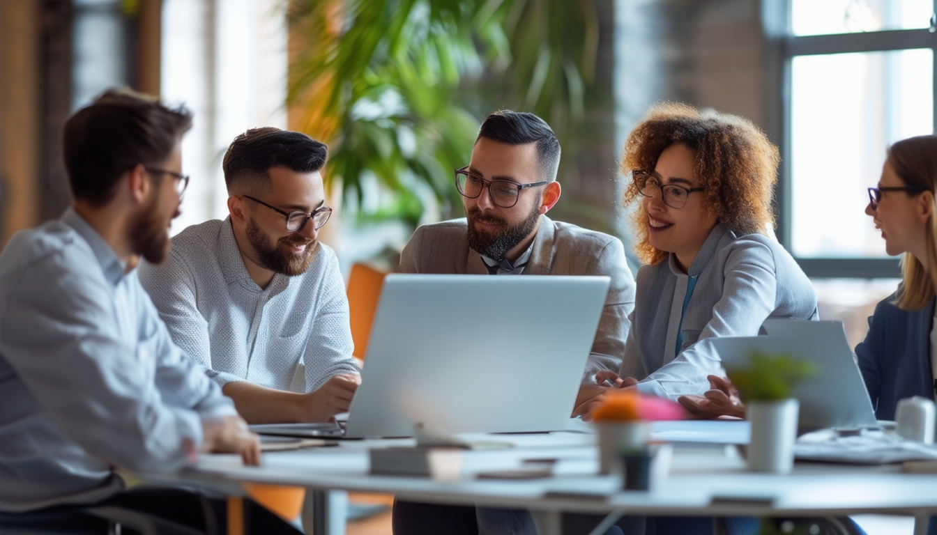 A professional team working together to implement